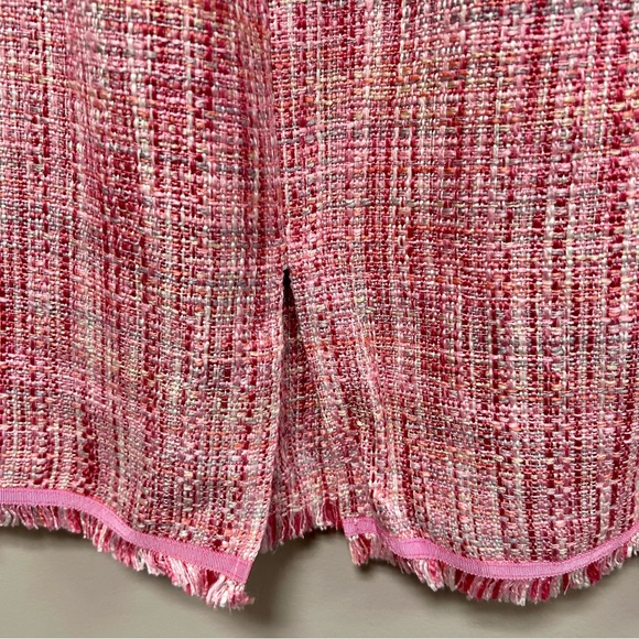 Sag Harbor Sz 12 Pink Tweed Skirt Fringe Hem GUC Partial Elastic Waist - Picture 3 of 7